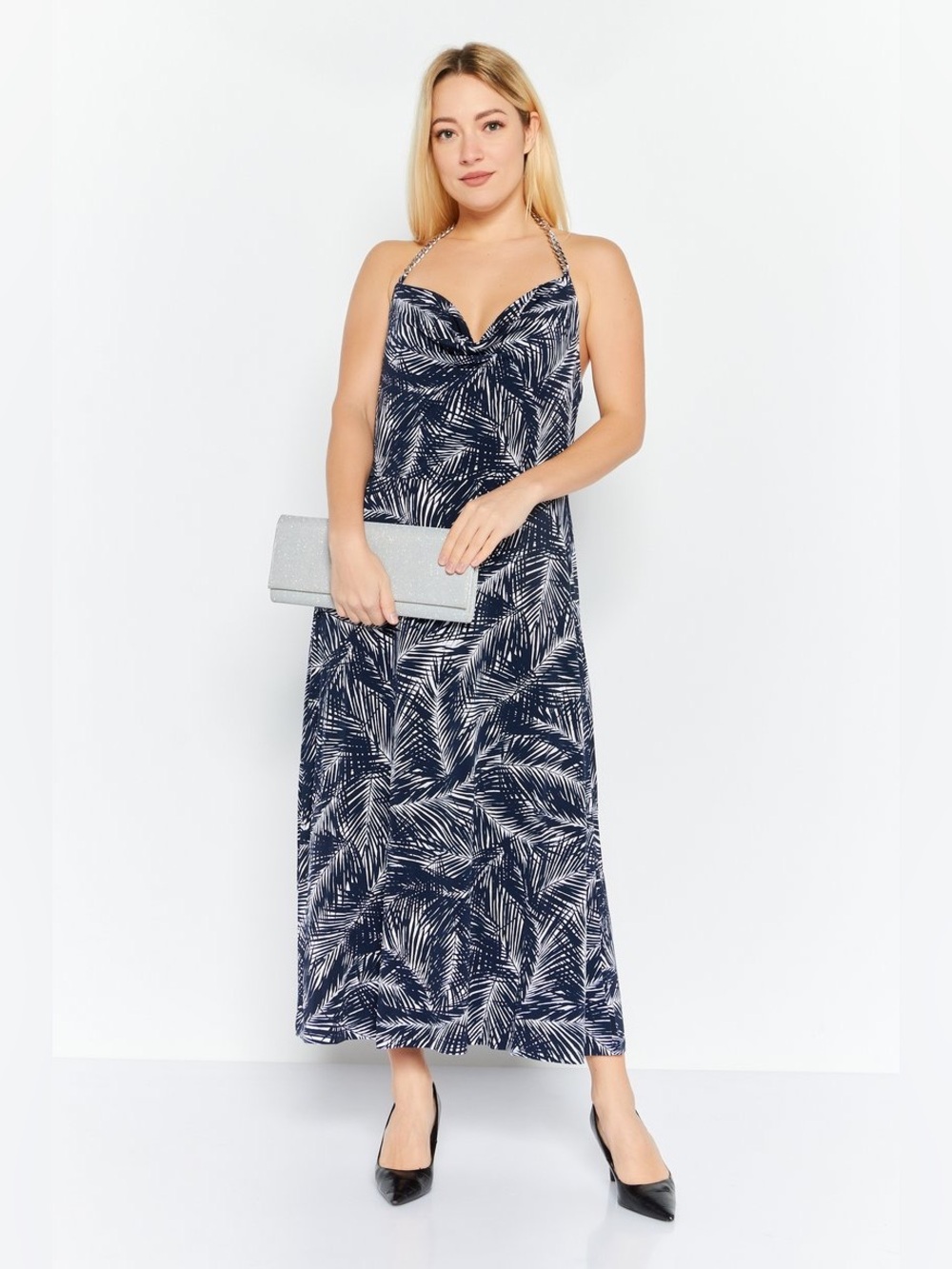 MK Palm-Print Halter Midi Dress (S) - Picture 2 of 12